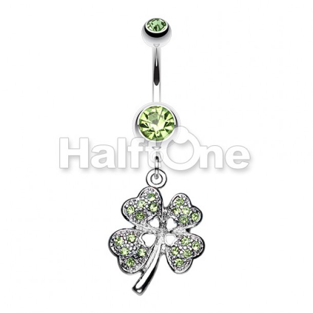 four leaf clover belly button ring