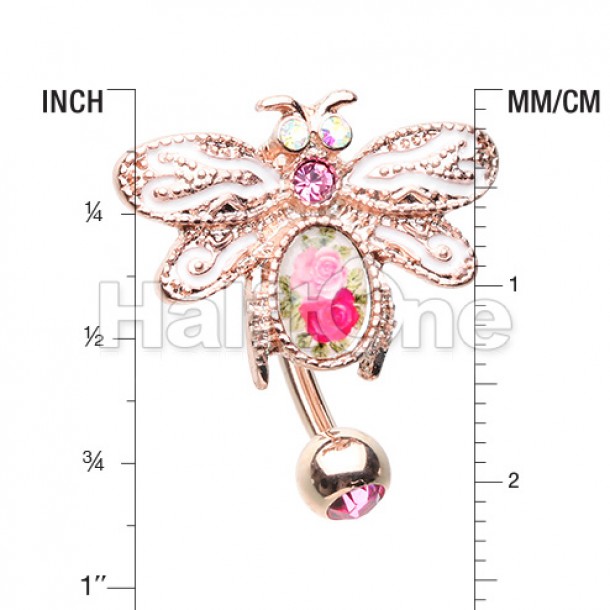 Large CZ Dragonfly Dangle Navel Belly Ring Surgical Steel 14g Sold  individually