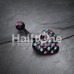 Blackline Multi-Gem Puffy Heart Belly Button Ring 