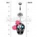 Bright Sugar Skull Rose Belly Button Ring