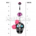 Bright Sugar Skull Rose Belly Button Ring