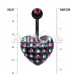 Blackline Multi-Gem Puffy Heart Belly Button Ring 