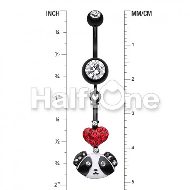 Adorable Heart Panda Belly Button Ring